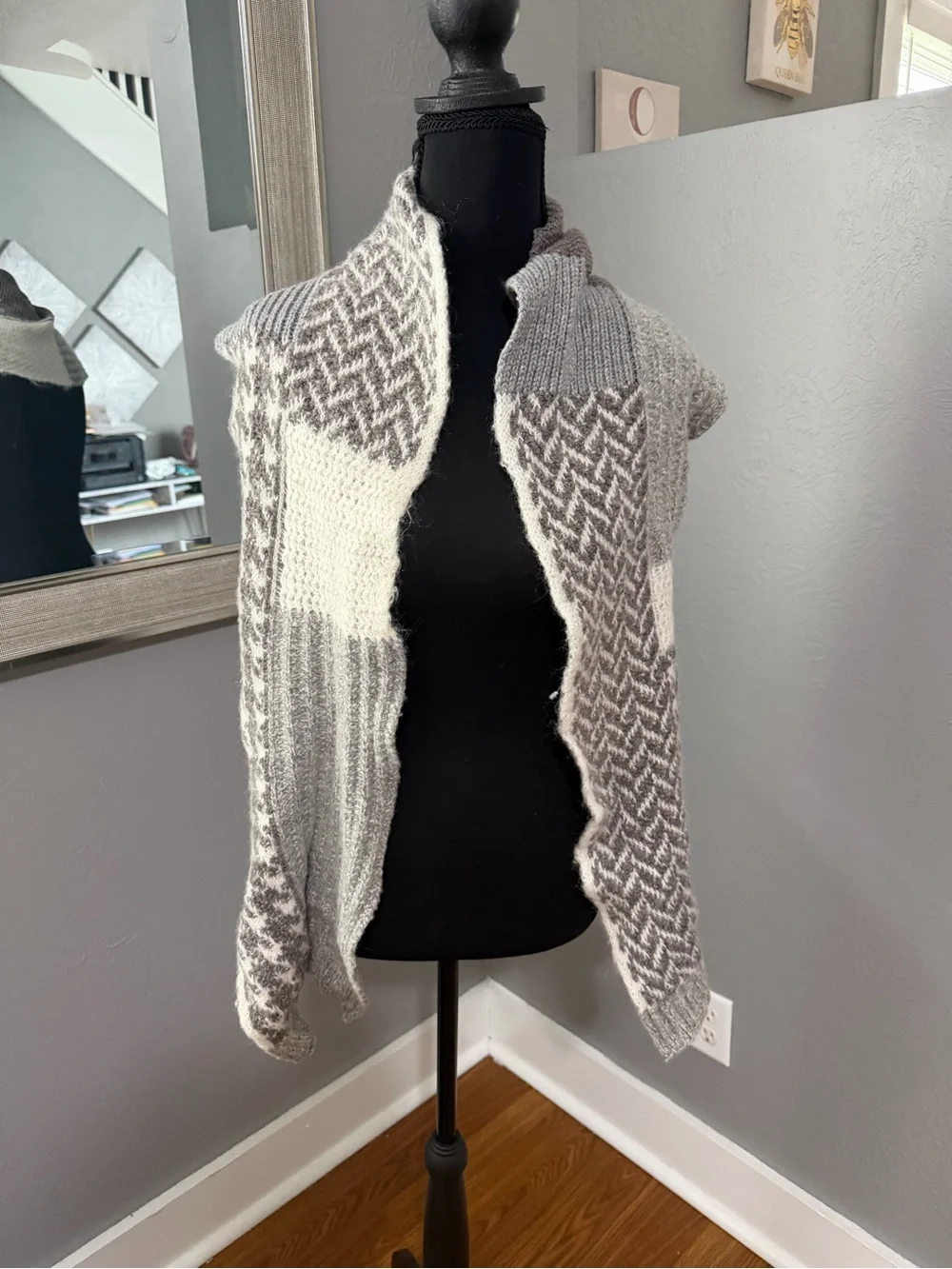 Lauren Ralph Lauren Patchwork Wool Mohair Blend Knit Scarf